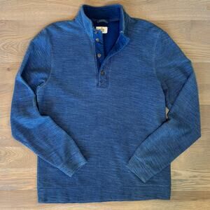 Marine Layer Clayton Pullover Sweater 1/4 Button Indigo Blue Mens Size Large